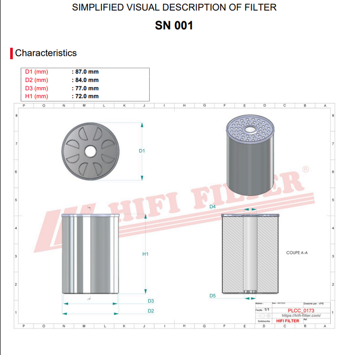 CAV Diesel Fuel Filter Elemenet 3581078, Delphi 296, FF167A, BF825, R2132P ( HIFI SN 001)